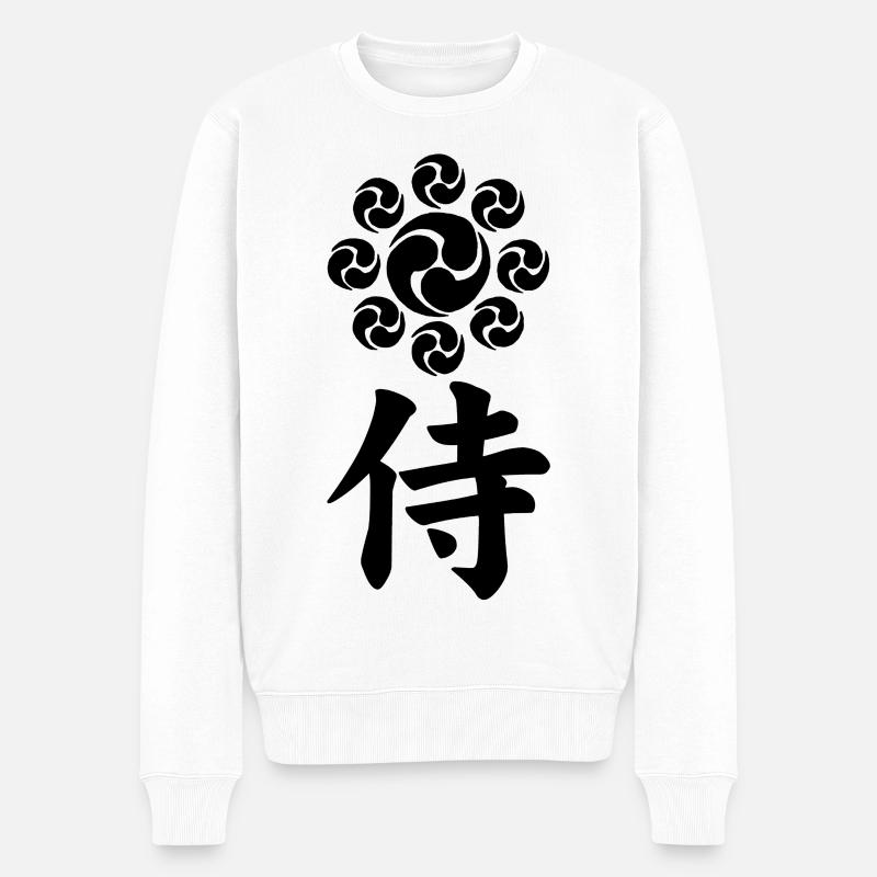 Samurai-Emblem des Uesugi-Clans (schwarz) - Männer Premium Bio Pullover - Weiß