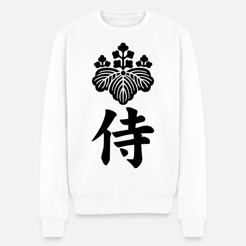Samurai-Emblem des Toyotomi-Clans (schwarz) - Männer Premium Bio Pullover - Weiß