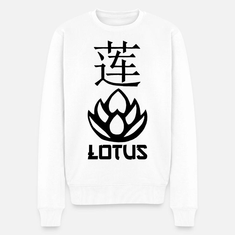 Schwarzer Lotus und Asien - Männer Premium Bio Pullover - Weiß