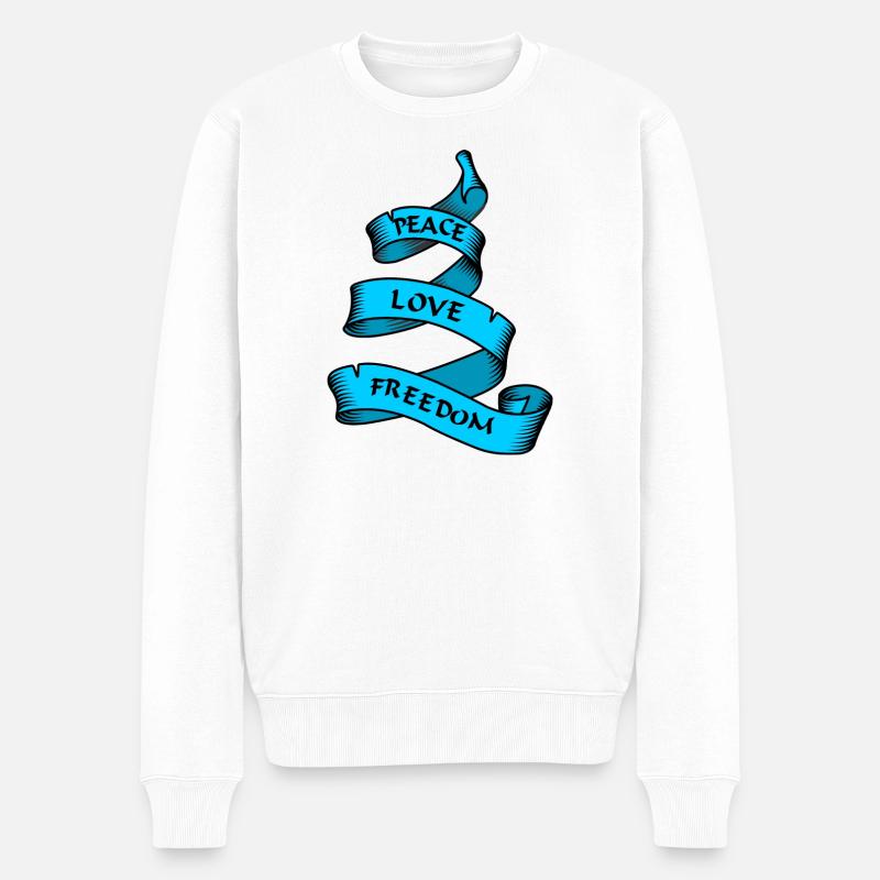 Paix amour liberté bleu - Pull Premium bio Homme - blanc