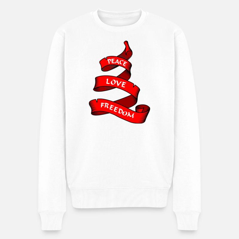 Friedensbanner oder Wimpel rot - Männer Premium Bio Pullover - Weiß