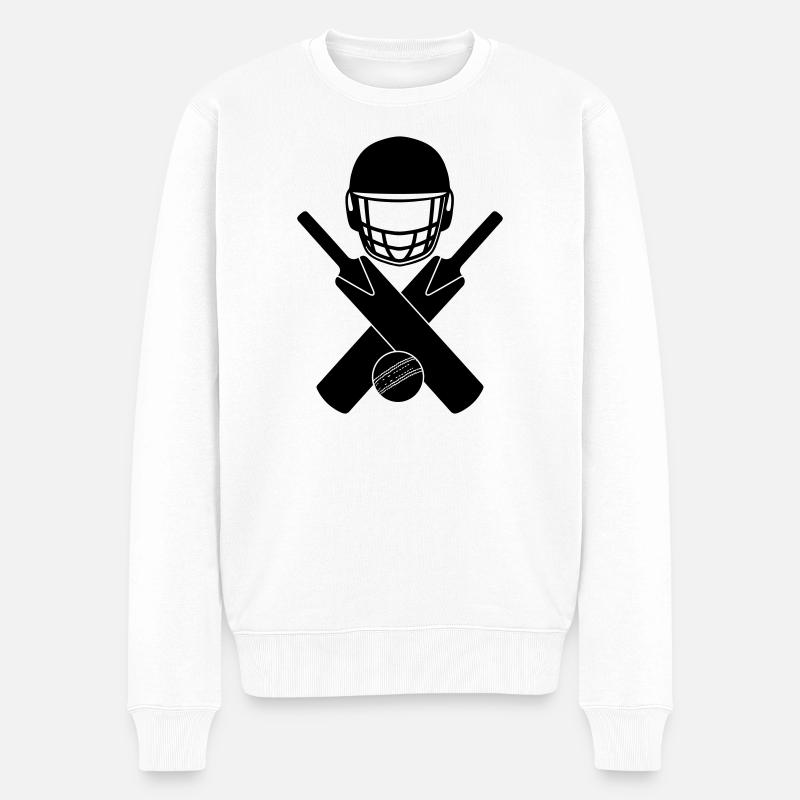 Cricket-Logo-Schattenbild - Männer Premium Bio Pullover - Weiß