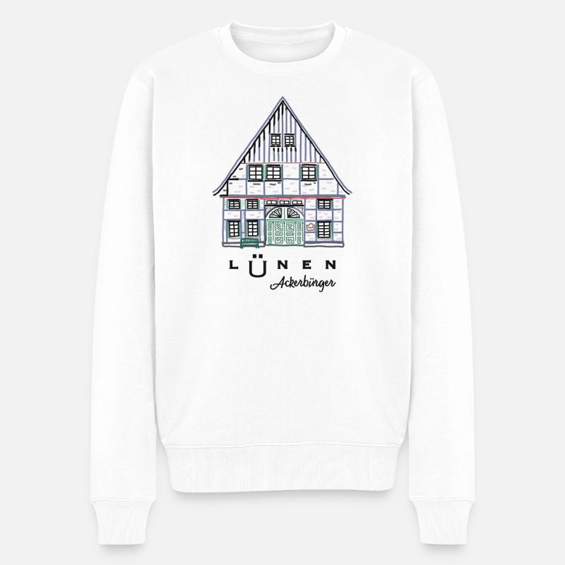 Lünen, Fachwerkhaus Ackerbürger, Kreis Unna - Männer Premium Bio Pullover - Weiß