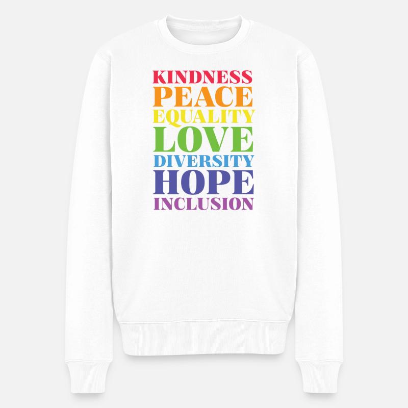 Pride Month LGBT - Freundlichkeit, Frieden, Liebe - Männer Premium Bio Pullover - Weiß