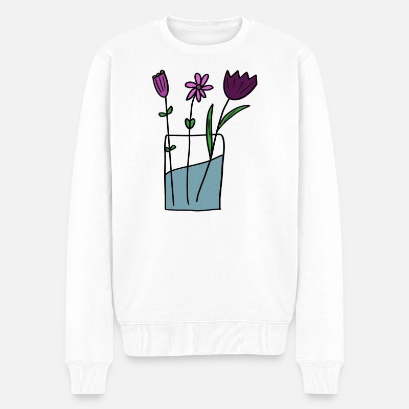 Blumen im Tontopf Design - Männer Premium Bio Pullover - Weiß