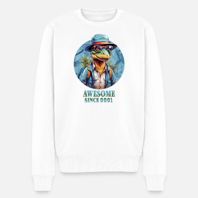 Dinosaurier, T-Rex - Männer Premium Bio Pullover - Weiß