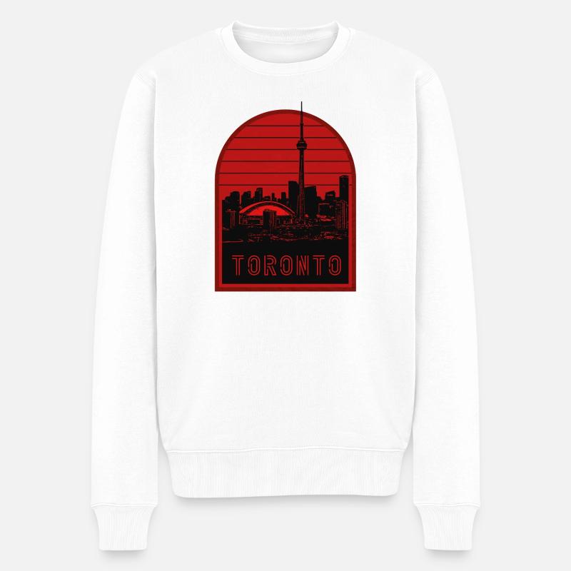 Toronto Skyline Rot Silhouette - Männer Premium Bio Pullover - Weiß
