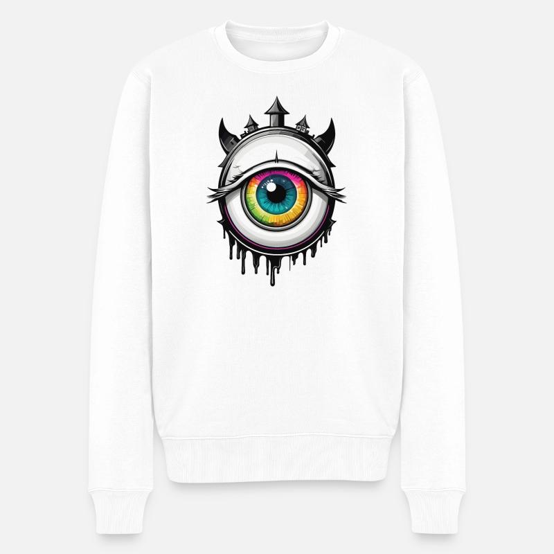 Oeil avec cornes - Pull Premium bio Homme - blanc