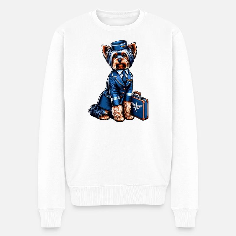 Hôtesse du Yorkshire Terrier - Pull Premium bio Homme - blanc