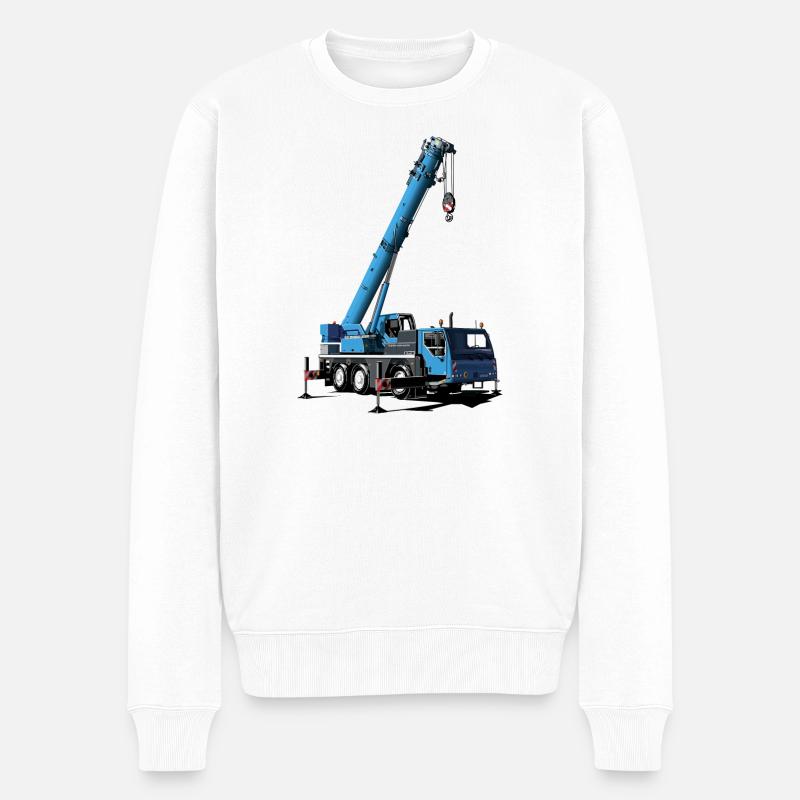 Autokran, Mobilkran - Männer Premium Bio Pullover - Weiß