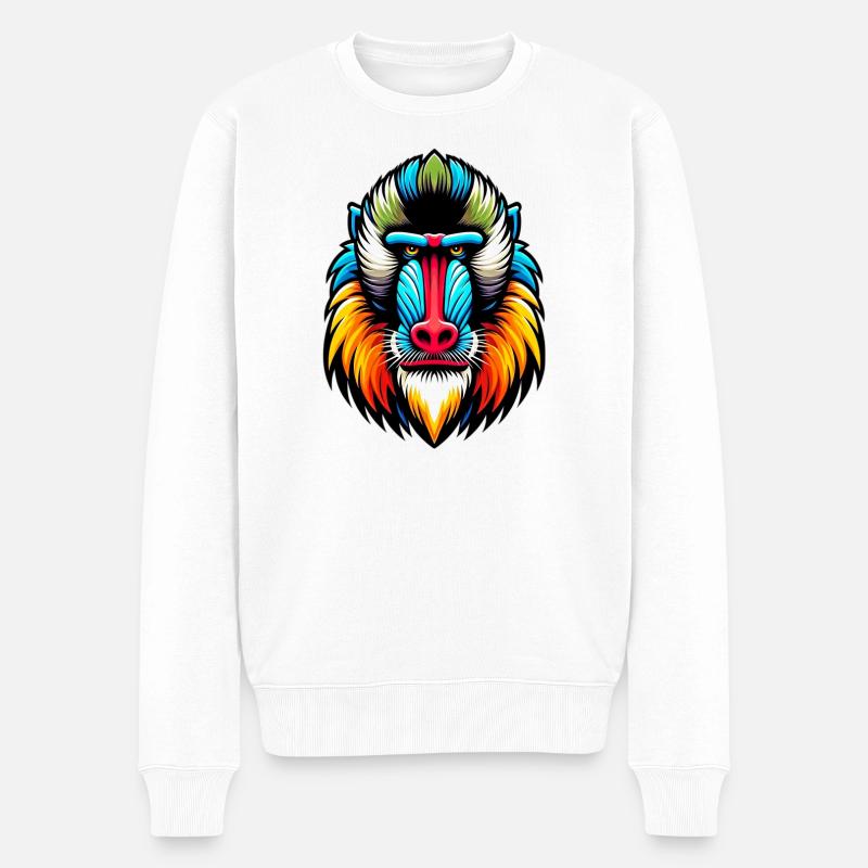 Singe mandrill - Pull Premium bio Homme - blanc