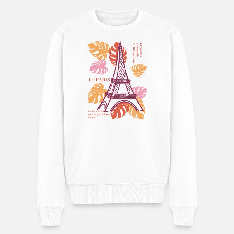 Eiffelturm - Männer Premium Bio Pullover - Weiß
