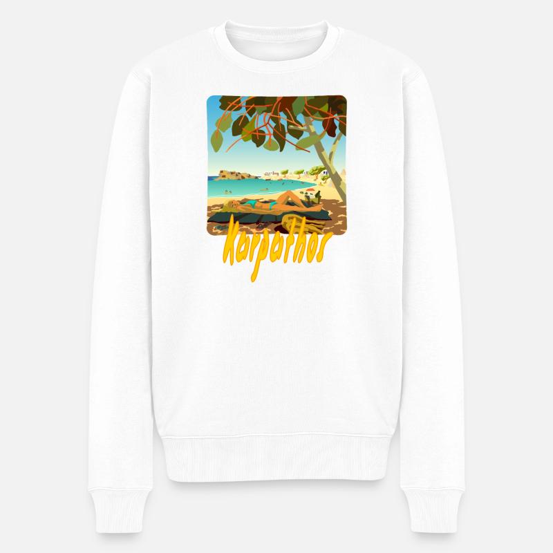 Karpathos - Männer Premium Bio Pullover - Weiß