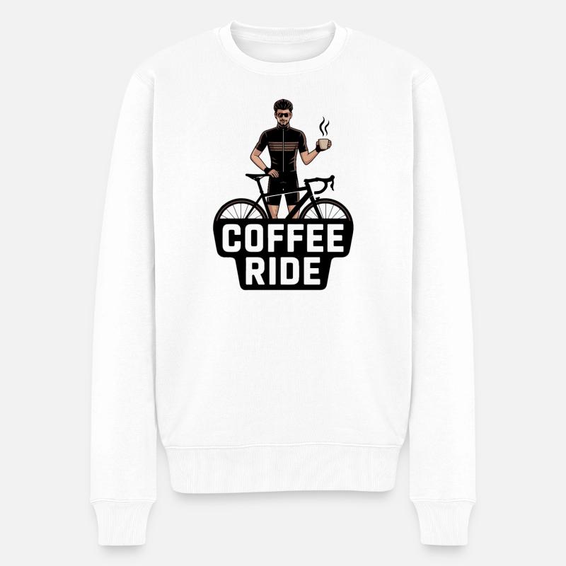 Coffee Ride – Emblem für Radfans - Männer Premium Bio Pullover - Weiß