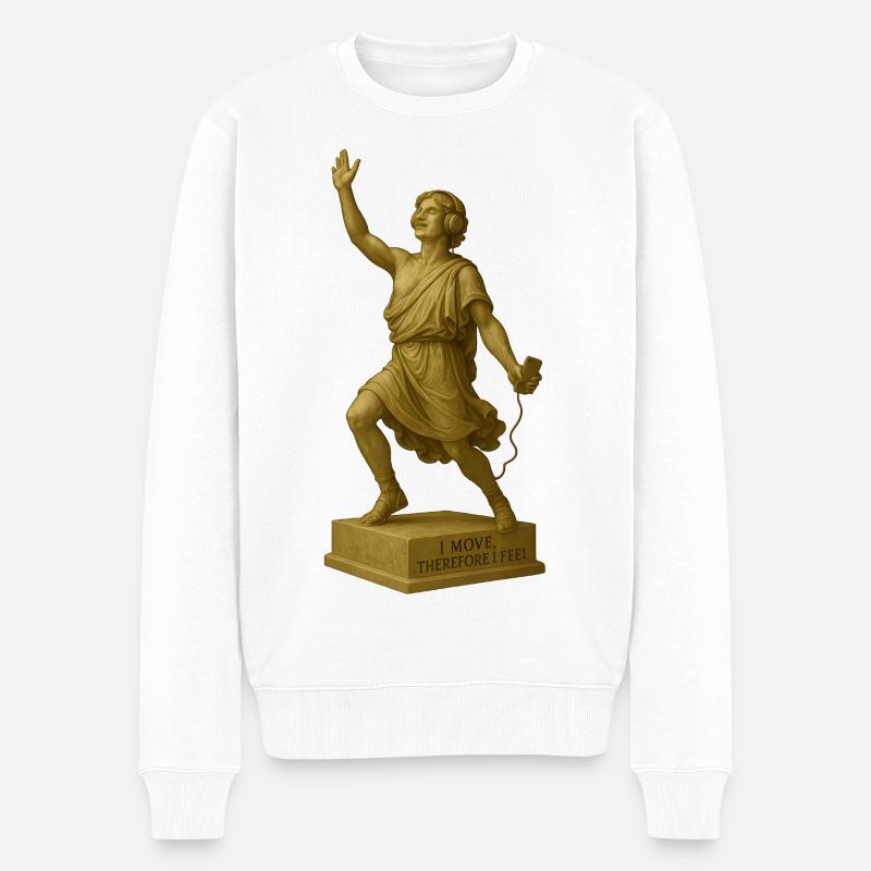Tänzer mit Kopfhörern und Smartphone - Männer Premium Bio Pullover - Weiß