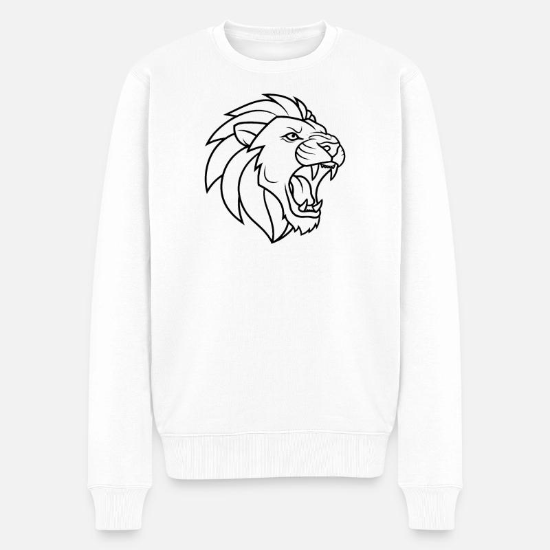 Löwe - Männer Premium Bio Pullover - Weiß
