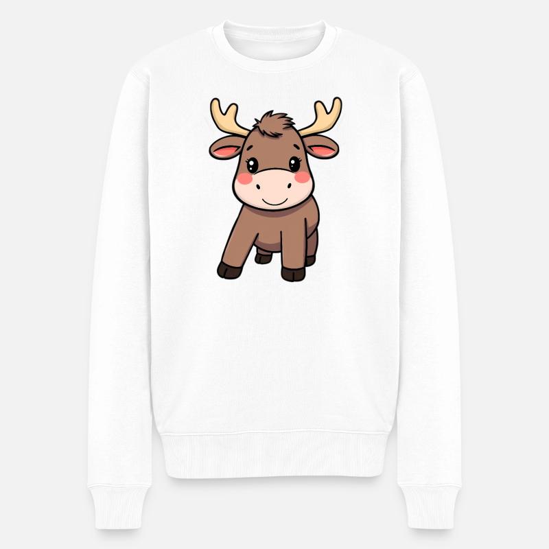 Elch - Männer Premium Bio Pullover - Weiß