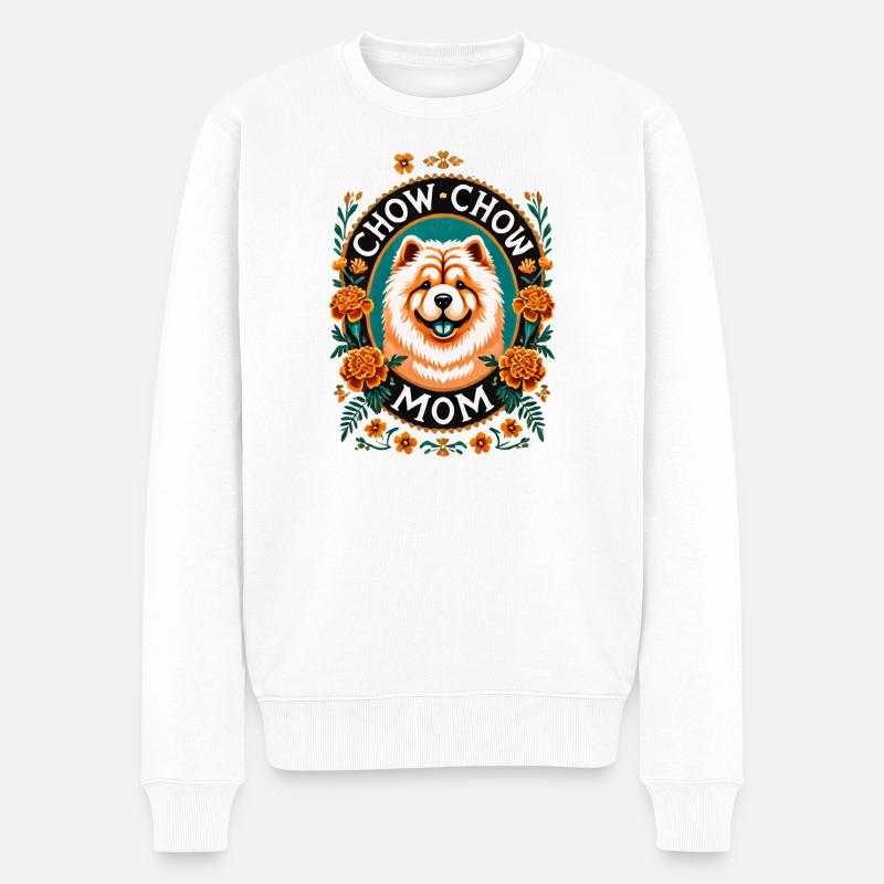 Chow Chow Mama Kreis Design - Männer Premium Bio Pullover - Weiß