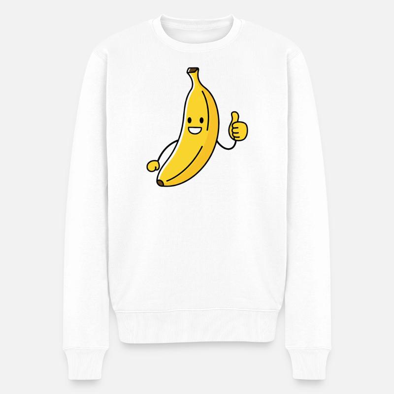 Eine lustige Banane - Männer Premium Bio Pullover - Weiß