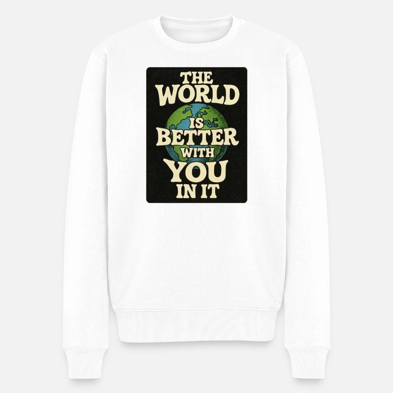 Inspirierende Grafik der Erdbotschaft - Männer Premium Bio Pullover - Weiß