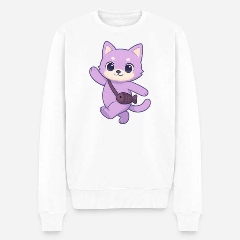 Süße Katze - Männer Premium Bio Pullover - Weiß