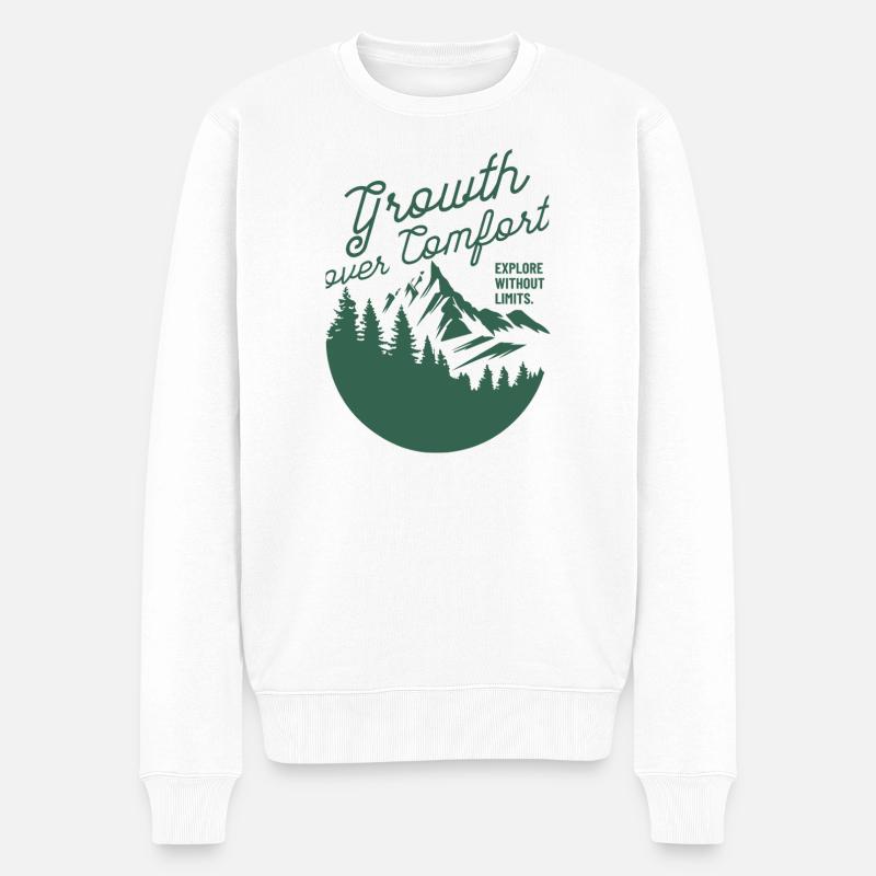 Wachstum über Komfort Adventure Design - Männer Premium Bio Pullover - Weiß