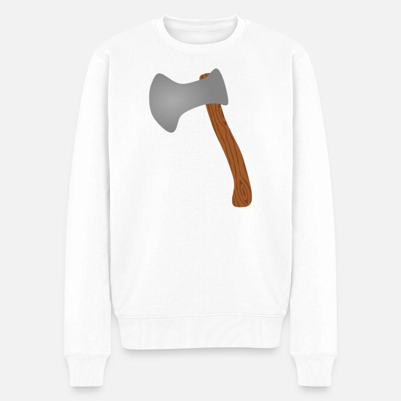 T-Shirt mit Waldaxt-Illustration - Männer Premium Bio Pullover - Weiß