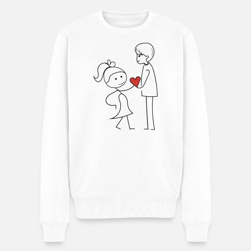 Des amis qui échangent de l’affection - Pull Premium bio Homme - blanc