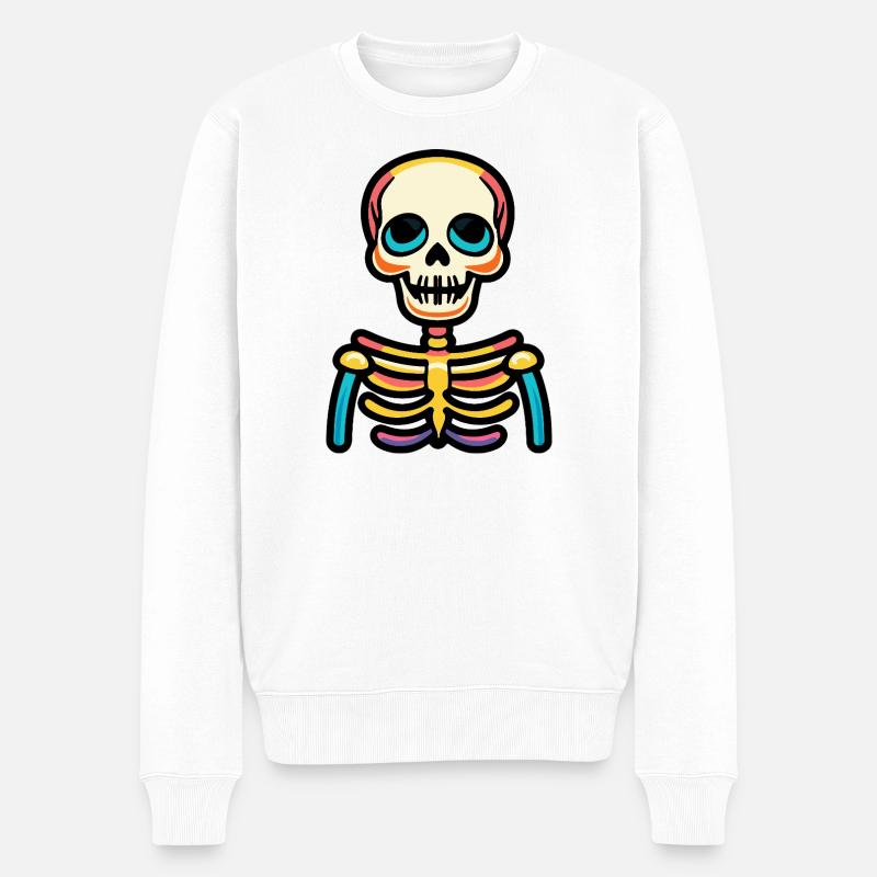 Skelett Halloween Comic - Männer Premium Bio Pullover - Weiß