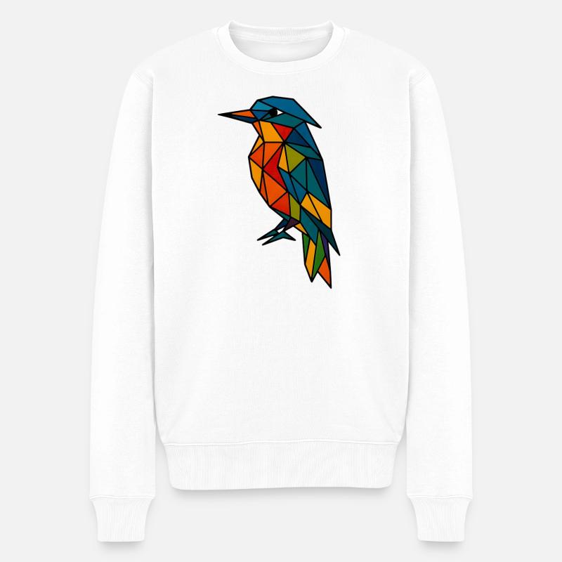 Abstrakter Geometrischer Vogel - Männer Premium Bio Pullover - Weiß