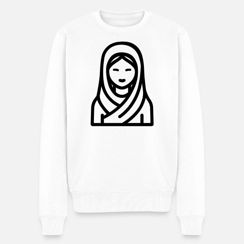 Muslimische Frau - Männer Premium Bio Pullover - Weiß