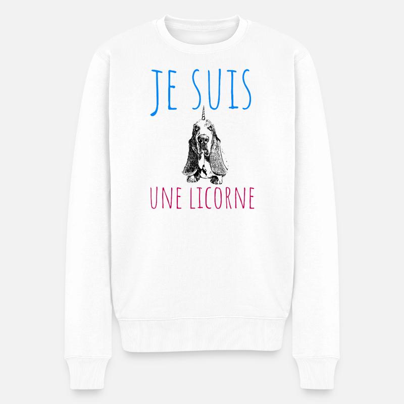 Ich bin ein Einhorn, ein verkleideter Hund - Männer Premium Bio Pullover - Weiß