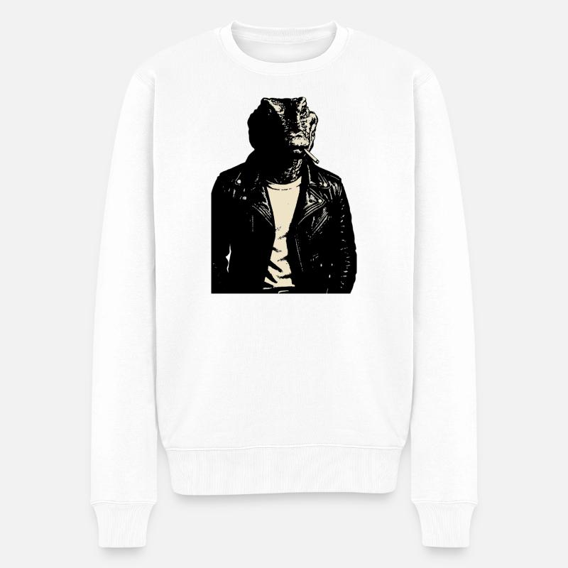 Leder Lizard Moto Rebel - Männer Premium Bio Pullover - Weiß