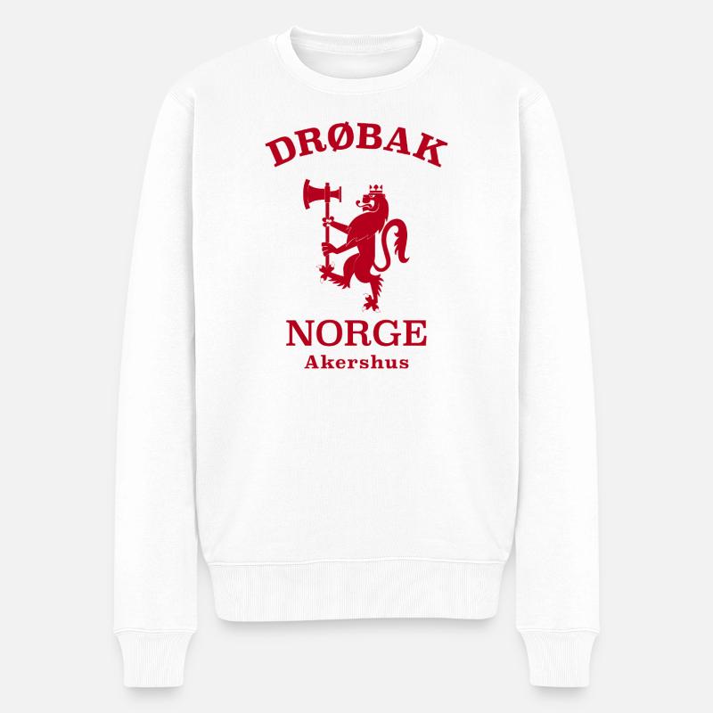 Drobak Norge Norwegen - Männer Premium Bio Pullover - Weiß