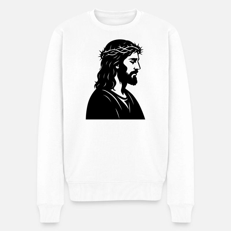 Jesus - Männer Premium Bio Pullover - Weiß