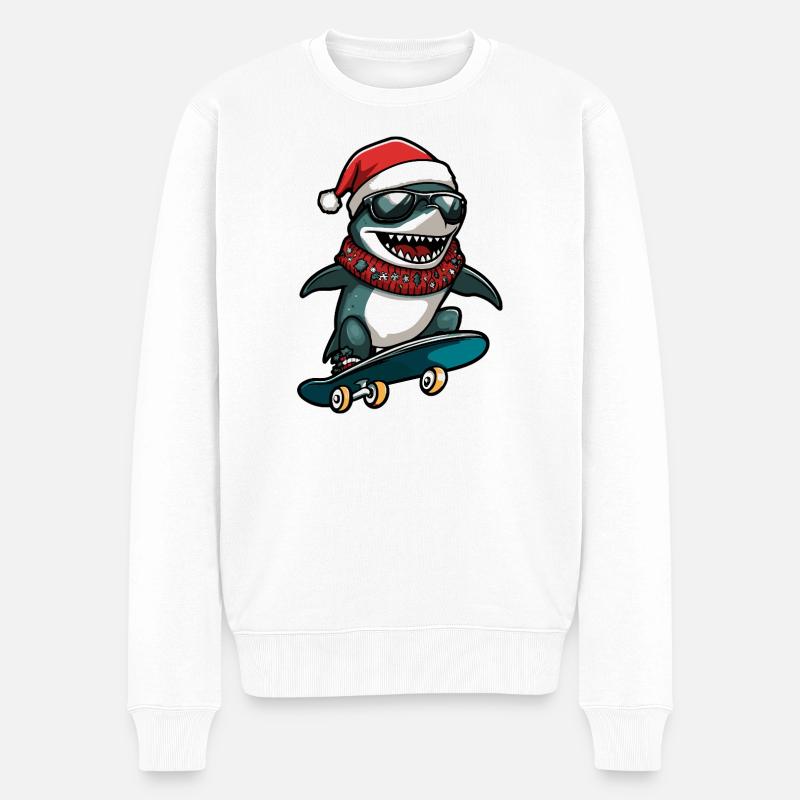 requin Noël drôle - Pull Premium bio Homme - blanc