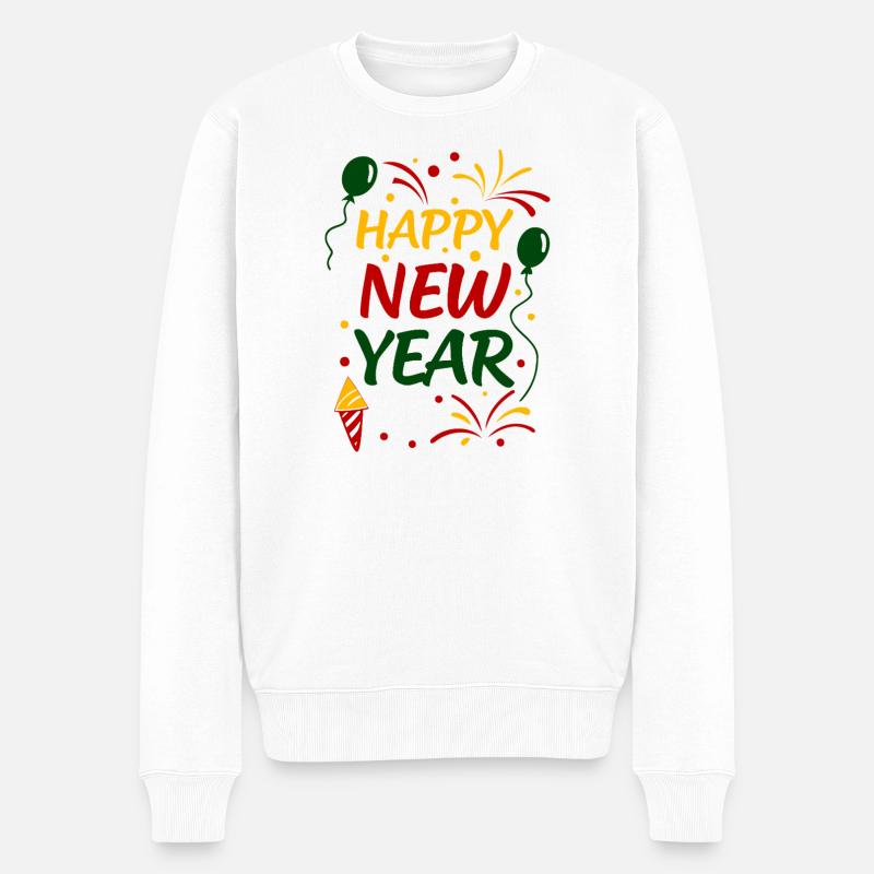 Happy New Year #12 - Männer Premium Bio Pullover - Weiß