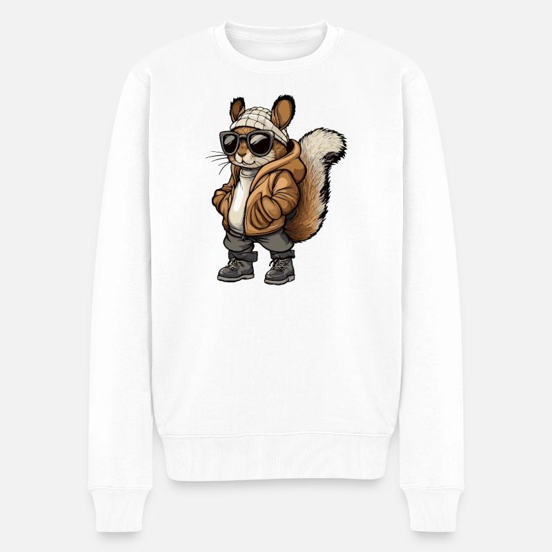 Eichhörnchen Cool Winter - Männer Premium Bio Pullover - Weiß