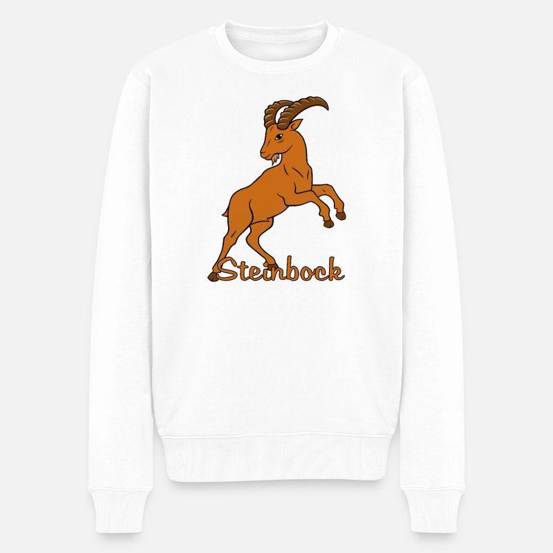 Sternzeichen Steinbock mit Schriftzug - Männer Premium Bio Pullover - Weiß