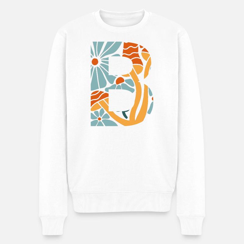 Buchstabe b groovige Blumen Geschenkidee - Männer Premium Bio Pullover - Weiß