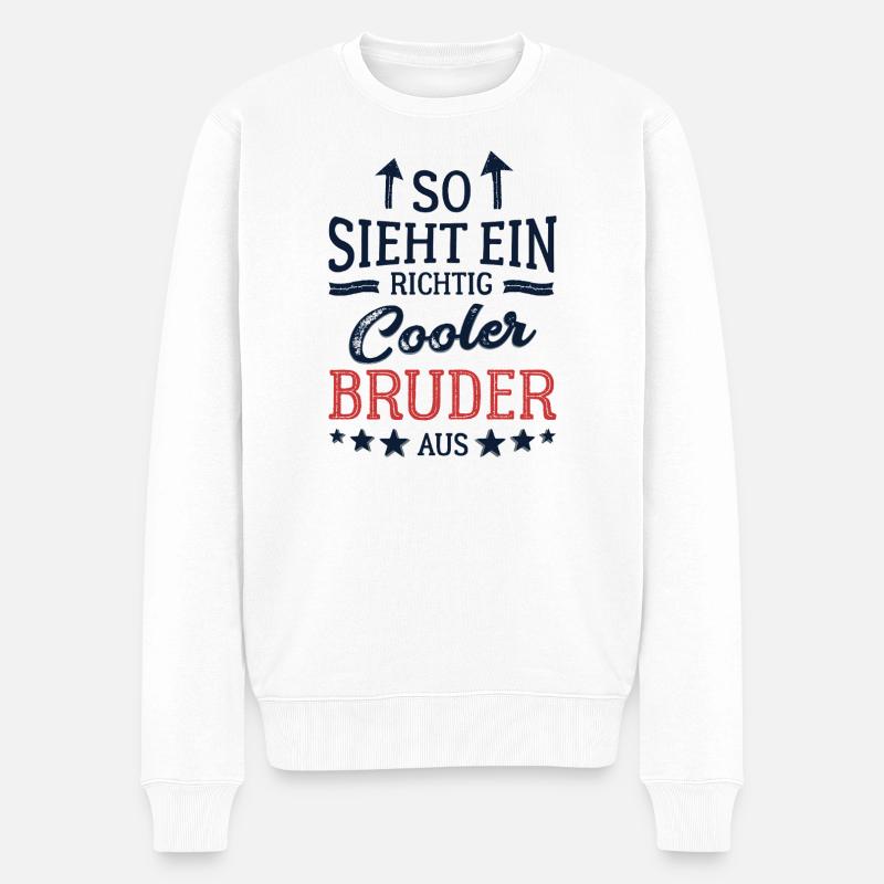 So sieht ein cooler Bruder aus Bester Bruder - Männer Premium Bio Pullover - Weiß