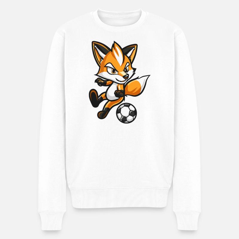 Fuchs Comic Fußball - Männer Premium Bio Pullover - Weiß