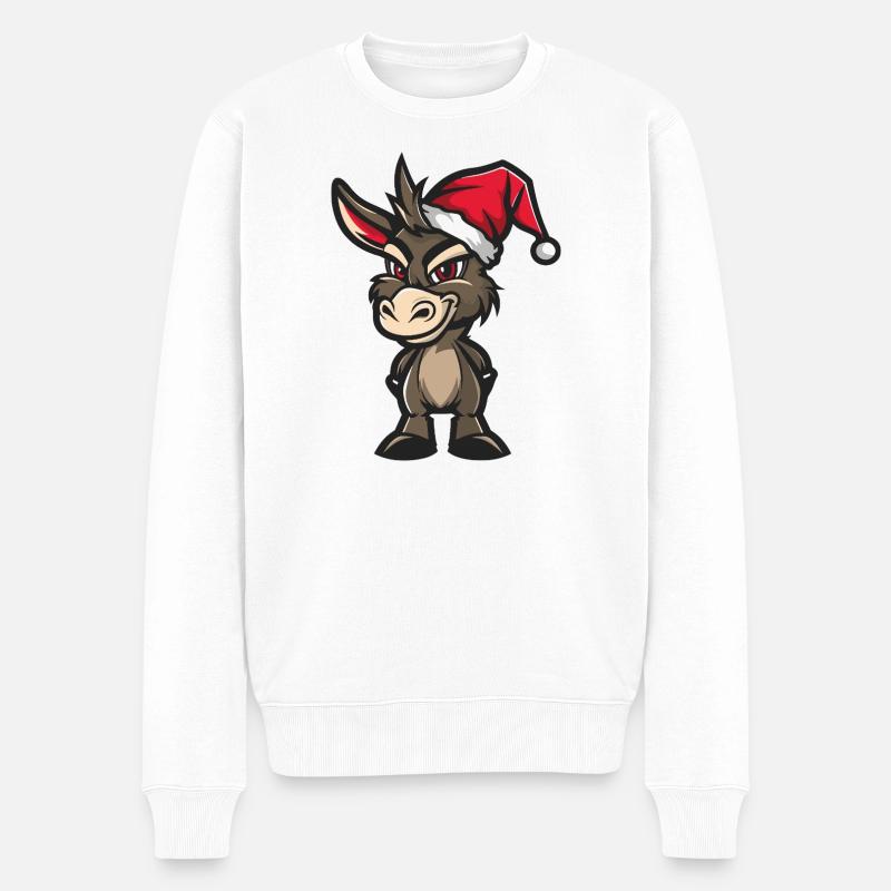 Esel Weihnachten - Männer Premium Bio Pullover - Weiß