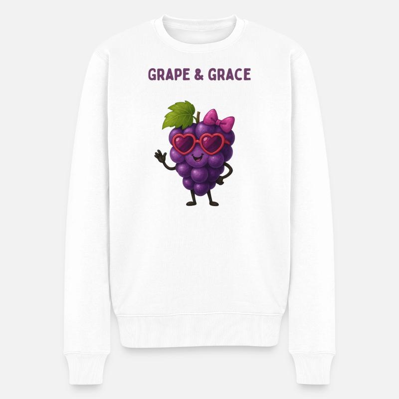 Grape  Grace - Traube mit Herzbrille  - Männer Premium Bio Pullover - Weiß