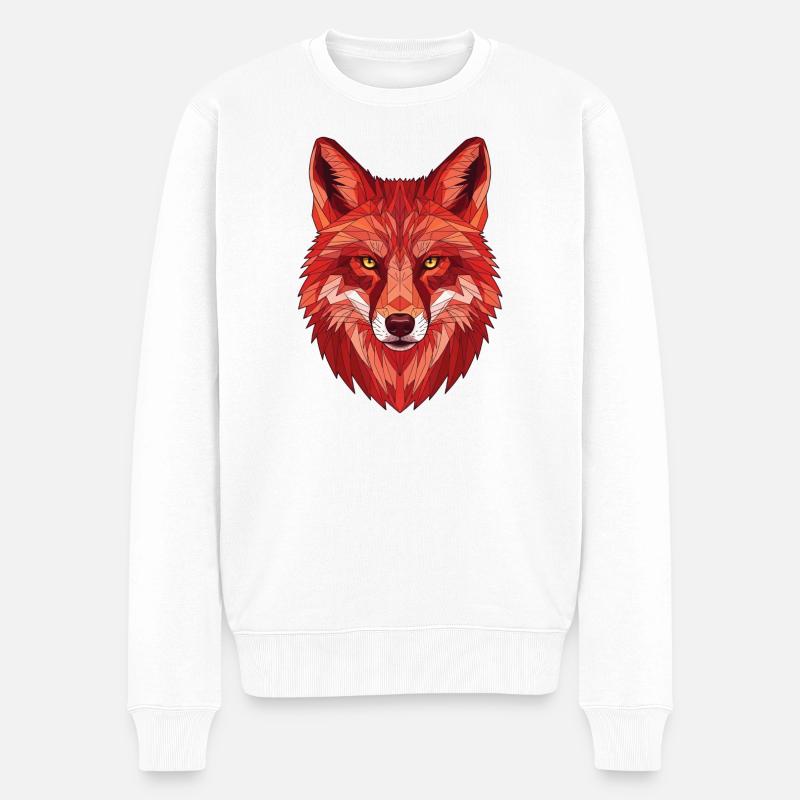 Tête de renard polygonale - Pull Premium bio Homme - blanc