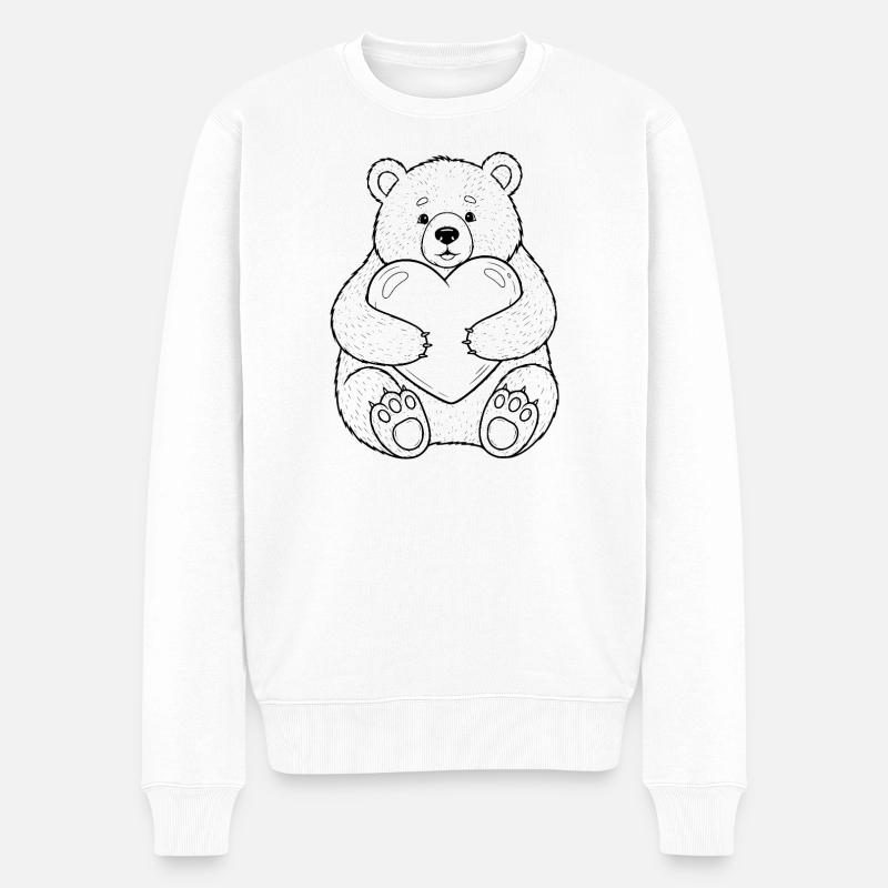 Teddybär mit Herz – kuschelige Liebe - Männer Premium Bio Pullover - Weiß