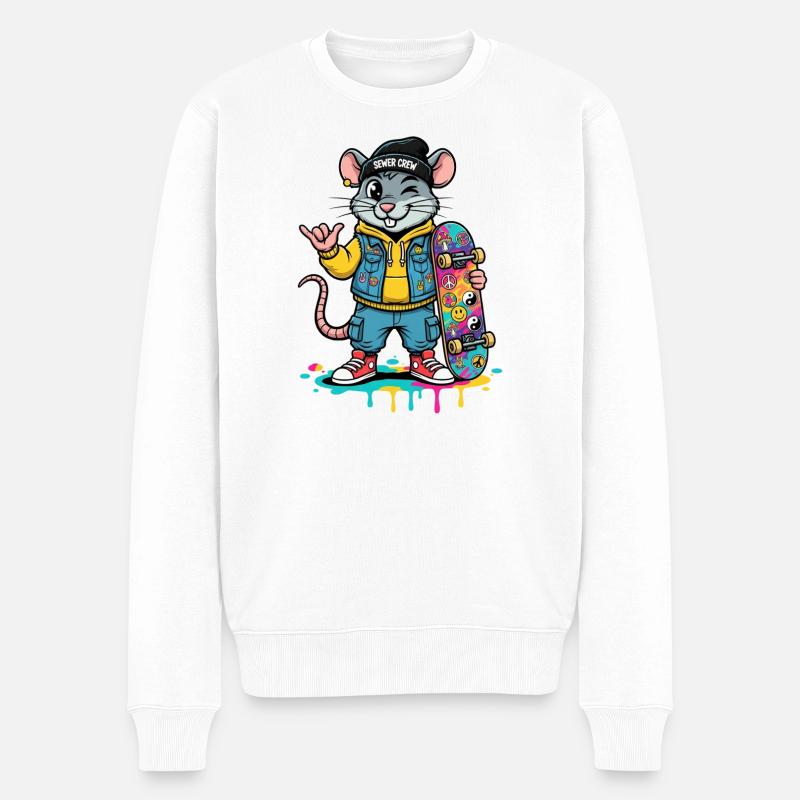 Ratten-Skater Sewer Crew - Männer Premium Bio Pullover - Weiß
