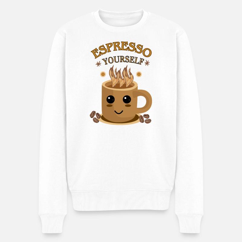 Espresso Yourself – Lustiges Kaffee Design - Männer Premium Bio Pullover - Weiß