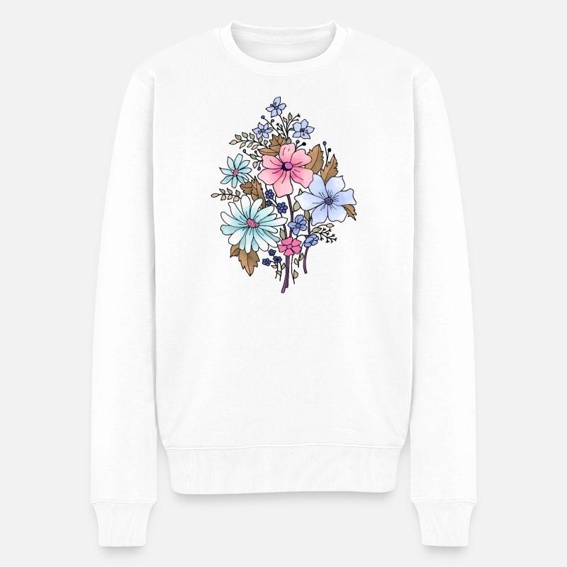 Blumen - Männer Premium Bio Pullover - Weiß