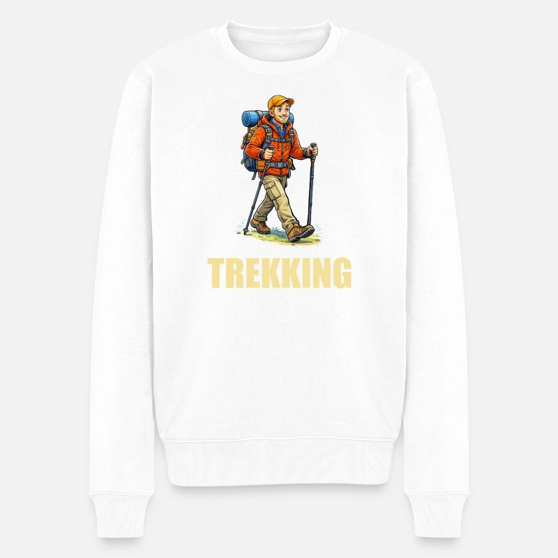 Trekking Abenteurer Illustration - Männer Premium Bio Pullover - Weiß